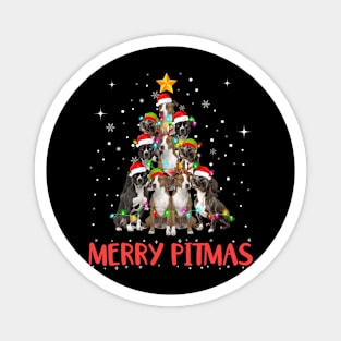 Merry Pitmas Pitbull Dog Ugly Christmas Tree Dogs Magnet